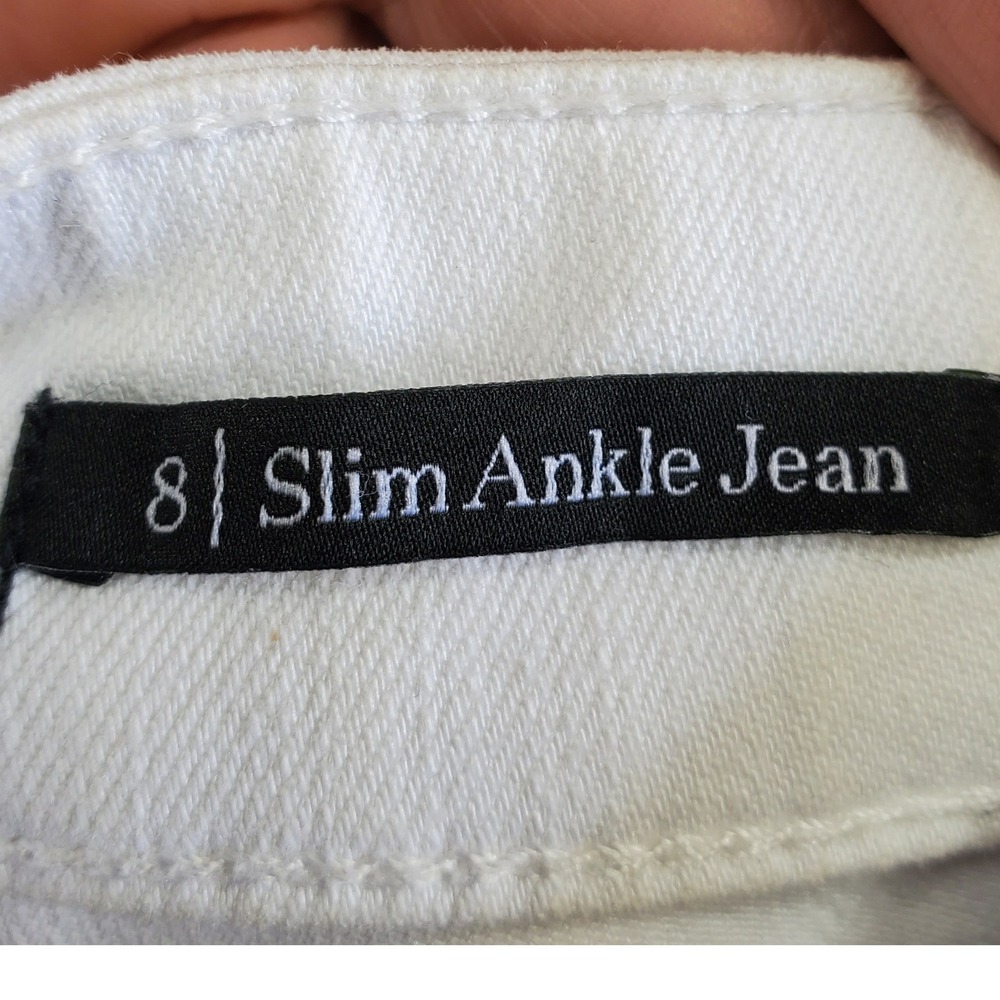 Talbots Slim Ankle Jeans Womens 8 White Stretch Cotton Blend Denim Pants - Picture 6 of 9